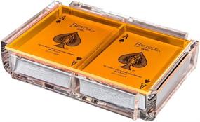 img 3 attached to 🃏 Luxe Dominoes: Modern Elegant Playing Card Deck Holder Tray with 2 Decks of Playing Cards in a Stylish Deluxe Acrylic Box and Colorful Lid