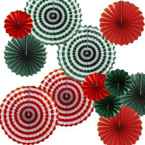 img 4 attached to 🎄 Hola Fiesta - Set of 12 Paper Fans Flower for Christmas Decoration/Christmas Tree, Christmas