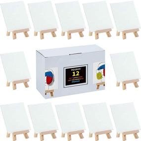 img 2 attached to MEEDEN Mini Canvases with Easels: 12 Pack 4 x 4 Inch Panels for Small Acrylics, Oils, Crafts, and Art Projects