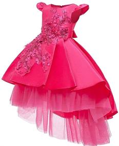 img 4 attached to WOCINL Flower Girls Wedding Tulle Dresses - Princess 🌸 High-Low Beaded Pageant Prom Birthday Party Evening Dance Ball Gown