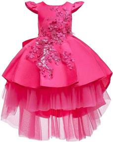 img 3 attached to WOCINL Flower Girls Wedding Tulle Dresses - Princess 🌸 High-Low Beaded Pageant Prom Birthday Party Evening Dance Ball Gown