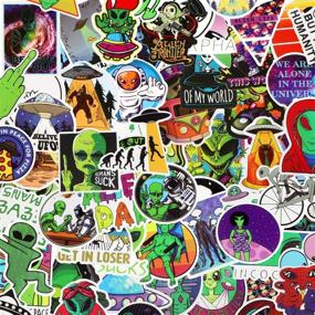img 4 attached to 👽 100-Piece Alien Stickers: Cool Graffiti UFO Human Sticker Decals for Water Bottles, Laptops, and More!