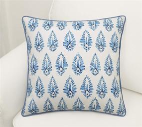 img 3 attached to 🛋️ MANOJAVAYA 2-Piece Printed Booti Decorative Square Throw Pillow Cover - Home Decor for Couch, Sofa, Chair - 20x20, Blue