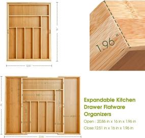 img 1 attached to 🗄️ Bamboo Expandable Drawer Organizer: Neatly Arrange Cutlery, Utensils, and More in Kitchen or Desk Drawer - Natural Color