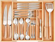 🗄️ bamboo expandable drawer organizer: neatly arrange cutlery, utensils, and more in kitchen or desk drawer - natural color логотип