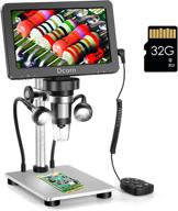 dcorn 7'' digital microscope with 1200x magnification, 12mp camera, and 32gb 🔬 tf card for adult hobbyists: soldering, coin collecting, and more - windows/mac compatible logo