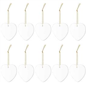 img 4 attached to 🎁 Personalized Ceramic Heart Ornaments: Sublimation Blanks for Christmas Décor, Set of 10 with Gold String