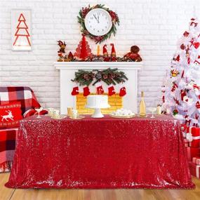 img 4 attached to Enhance Your Holiday Décor with QueenDream Rectangle Tablecloth: Seamless Christmas Elegance