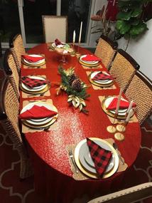 img 1 attached to Enhance Your Holiday Décor with QueenDream Rectangle Tablecloth: Seamless Christmas Elegance