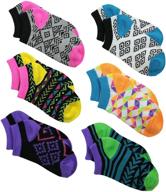 vibrant jefferies socks girls' aztec neon low cut socks - 6 pairs for perfect style logo