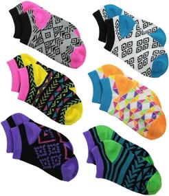 img 2 attached to Vibrant Jefferies Socks Girls' Aztec Neon Low Cut Socks - 6 Pairs for Perfect Style