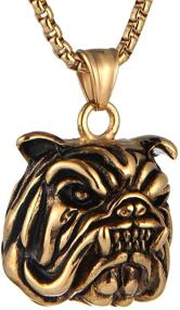 img 2 attached to AsAlways Fierce Expression Pet Pendant: Gold-Plated Stainless Steel Bulldog Necklace with 22+2 inch Chain