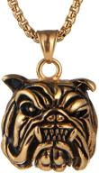 asalways fierce expression pet pendant: gold-plated stainless steel bulldog necklace with 22+2 inch chain logo