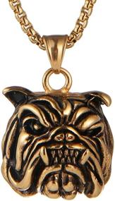 img 4 attached to AsAlways Fierce Expression Pet Pendant: Gold-Plated Stainless Steel Bulldog Necklace with 22+2 inch Chain