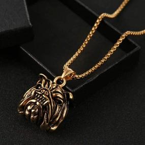 img 1 attached to AsAlways Fierce Expression Pet Pendant: Gold-Plated Stainless Steel Bulldog Necklace with 22+2 inch Chain