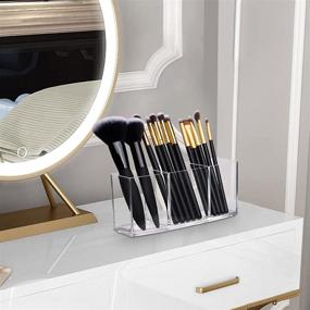 img 1 attached to 💄 3-Slot Clear Makeup Brush Organizer and Storage for Cosmetic Brushes