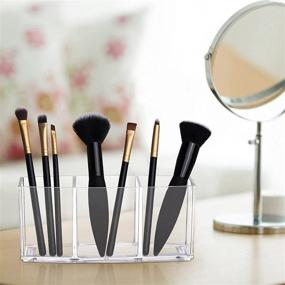 img 2 attached to 💄 3-Slot Clear Makeup Brush Organizer and Storage for Cosmetic Brushes