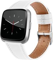 👟 botnuw leather bands for fitbit versa 2, versa, and versa lite - classic replacement strap for women and men logo