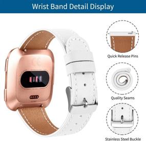 img 1 attached to 👟 BOTNUW Leather Bands for Fitbit Versa 2, Versa, and Versa Lite - Classic Replacement Strap for Women and Men