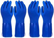 🧤 blue, large rubber cleaning gloves with cotton lining for effective kitchen dishwashing - 2 pairs logo