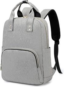 img 4 attached to 🎒 Stylish Grey Laptop Backpack for Women - 15.6 Inch Upgrade, Durable & Water-Repellent College School Daypack for Travel & Business