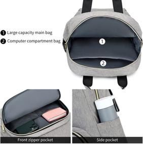 img 1 attached to 🎒 Stylish Grey Laptop Backpack for Women - 15.6 Inch Upgrade, Durable & Water-Repellent College School Daypack for Travel & Business