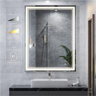 keonjinn 36 x 28 inch led mirror: adjustable led vanity mirrors with anti-fog & dimmable lights - wall mounted lighted makeup mirror for bathroom (horizontal/vertical) logo