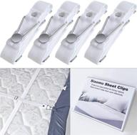 🛏️ siaomo bed sheet clips - adjustable fasteners & grippers for sofa & mattress covers - set of 4 white sheet straps logo