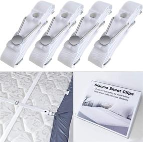 img 4 attached to 🛏️ Siaomo Bed Sheet Clips - Adjustable Fasteners & Grippers for Sofa & Mattress Covers - Set of 4 White Sheet Straps