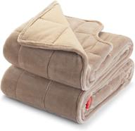 🍄 sunbeam extra warm weighted blanket: 15lb reversible plush velvet/microfiber - arm slits, neck cutout - 54” x 73” - mushroom logo