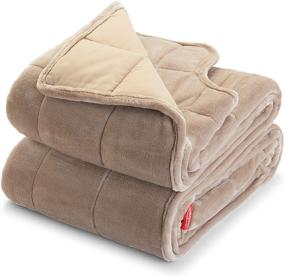 img 4 attached to 🍄 Sunbeam Extra Warm Weighted Blanket: 15lb Reversible Plush Velvet/Microfiber - Arm Slits, Neck Cutout - 54” x 73” - Mushroom