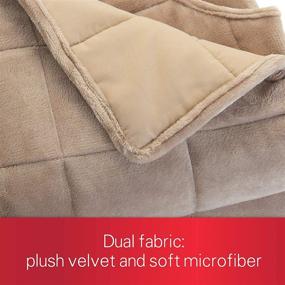 img 2 attached to 🍄 Sunbeam Extra Warm Weighted Blanket: 15lb Reversible Plush Velvet/Microfiber - Arm Slits, Neck Cutout - 54” x 73” - Mushroom