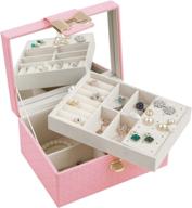 jiduo jewelry organizer box for women: elegant two layer storage case with bow-knot lock, ideal for earrings, bracelets, rings, and watches (pink-new) logo