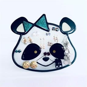 img 1 attached to 🐼 Metal Panda Earring Organizer: Stylish Rack to Store 25+ Pairs of Earrings for Kids/Girls. Portable, Decorative Display Stand in Gift Box!