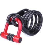 🔐 biglufu high security bike cable lock - 4ft/7ft braided steel flex cable, 12mm thick vinyl coated heavy duty flexible steel cable with loop end (red u lock) logo