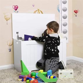 img 1 attached to 📦 VASAGLE ULHS11WT Lift-Top Storage Chest: White Wooden Toy Box & Entryway Bench with 2 Safety Hinges
