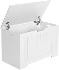 img 4 attached to 📦 VASAGLE ULHS11WT Lift-Top Storage Chest: White Wooden Toy Box & Entryway Bench with 2 Safety Hinges