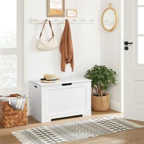 img 3 attached to 📦 VASAGLE ULHS11WT Lift-Top Storage Chest: White Wooden Toy Box & Entryway Bench with 2 Safety Hinges