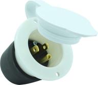 🔌 journeyman-pro 5278w: high-quality 15 amp 120-125v, nema 5-15 flanged inlet, commercial grade rv shore power plug charger receptacle (front & back cover) - white logo