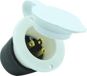 img 4 attached to 🔌 Journeyman-Pro 5278W: High-Quality 15 Amp 120-125V, NEMA 5-15 Flanged Inlet, Commercial Grade RV Shore Power Plug Charger Receptacle (Front & Back Cover) - WHITE
