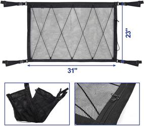 img 1 attached to Black Car Interior Roof Cargo Mesh Net with Seat Hook 🚗 for Car SUV Van - Adjustable, with 4 Roof Grabs - by WARMQ