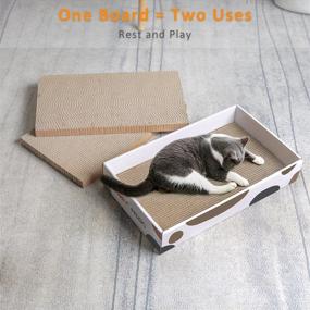 img 2 attached to 🐱 ComSaf Durable Cat Scratcher Cardboard Refill - 3 in 1 Corrugated Cat Scratch Pad, Reversible Scratch Box and Lounge for Furniture Protection - Recyclable Cat Training Toy