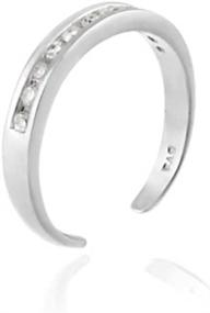 img 2 attached to 💍 Sterling Silver Channel Cubic Zirconia CZ Toe Ring by Hoops & Loops