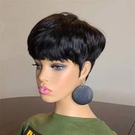 🌟 fchw короткая черная парик pixie cut - стильный синтетический волос для женщин, термостойкий, идеальные короткие черные причёски - модный парик 7788 логотип