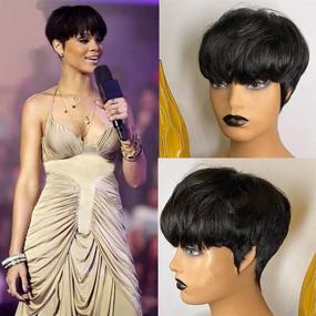 img 1 attached to 🌟 FCHW Короткая черная парик Pixie Cut - Стильный синтетический волос для женщин, термостойкий, идеальные короткие черные причёски - Модный парик 7788