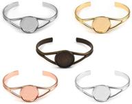 💍 lanbeide 5 sets brass bracelet blank bezel tray with 20mm round glass cabochons settings for diy jewelry making cuff bangles wristbands logo