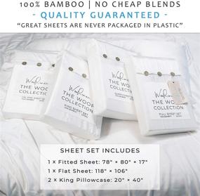 img 3 attached to 100% Bamboo Wooflinen 4pc Sheet Set - Modern Matte White Look | Unbelievably Soft Sheets for King Size Bed