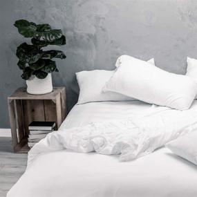 img 4 attached to 100% Bamboo Wooflinen 4pc Sheet Set - Modern Matte White Look | Unbelievably Soft Sheets for King Size Bed