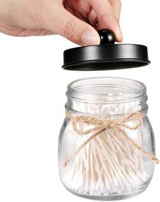 img 1 attached to 🛀 Mason Jar Bathroom Accessories Set - Foaming Soap Dispenser, Q-tip Holders, Toothbrush Holder - Rustic Farmhouse Decor, Bathroom Organizer Apothecary Jar - Country Countertop (Black) - 4 Pack