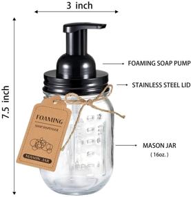 img 3 attached to 🛀 Mason Jar Bathroom Accessories Set - Foaming Soap Dispenser, Q-tip Holders, Toothbrush Holder - Rustic Farmhouse Decor, Bathroom Organizer Apothecary Jar - Country Countertop (Black) - 4 Pack
